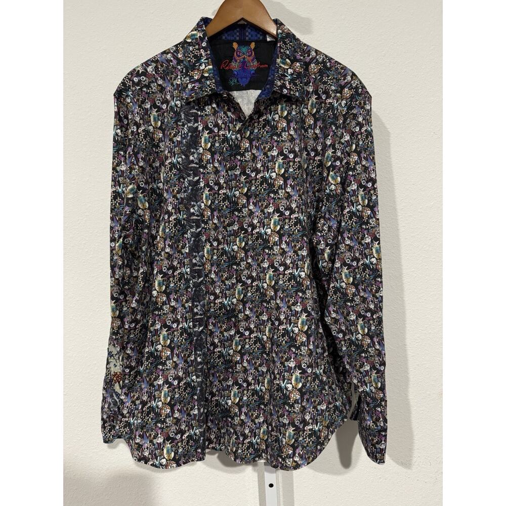 Robert Graham mens shirt embroidered Webb Pattern Geometric EUC Sz XL Classic - Picture 2 of 15